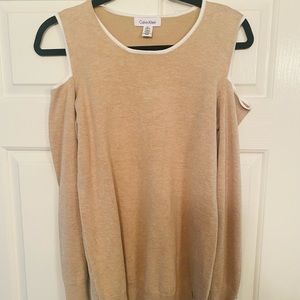 Beige Open Shoulder Sweater